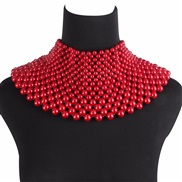 occidental style  fashion exaggerating white Pearl weave necklace