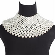 occidental style  fashion exaggerating white Pearl weave necklace