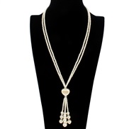 Korean style Pearl retro long style sweater chain  Bohemia ethnic style necklace woman F