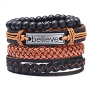 bracelet believe Cowhide bracelet   four weave man bracelet