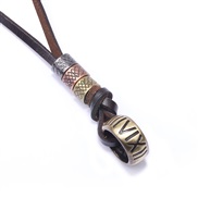 necklace man  personality fashion Alloy ring Rome digit pendant leather weave necklace