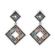 ( Color)UR Alloy glass diamond earrings occidental style wind lady ear stud
