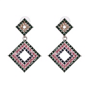 ( Pink color)( Color)UR Alloy glass diamond earrings occidental style wind lady ear stud