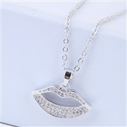 Korean style fashion  concise embed zircon sweet lips personality woman necklace