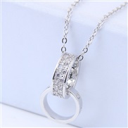 Korean style fashion  concise embed zircon sweet concise Double buckle personality woman necklace