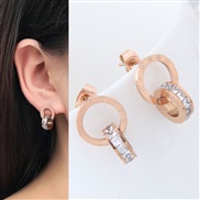 Korea earring  concise Double buckle temperament ear stud