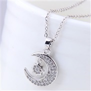 Korean style fashion  bronze embed zircon sweet Moon and stars personality necklace