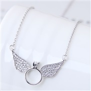 Korean style fashion  bronze embed zircon sweet wings personality necklace