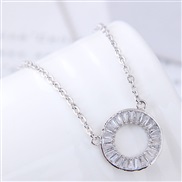 Korean style fashion  bronze embed zircon sweet concise circle personality necklace
