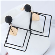 Korean style fashion  Metal concise geometry square personality ear stud