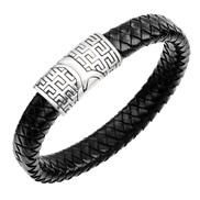 stainless steel long pattern pattern bracelet  Cowhide bracelet man bangle