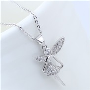 Korean style fashion  bronze embed zircon concise sweet angel personality necklace