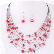 Korean style fashion  fine Bohemian style all-Purpose gravel  crystal concise multilayer necklace  earrings( set)