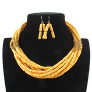 personality exaggerating occidental style necklace beads tube shape beads short style necklace