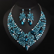 occidental style exaggerating crystal necklace earrings set woman bride