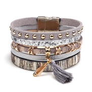 lady bracelet  fashion multilayer tassel cortex personality super width buckle bracelet bangle