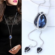 occidental style fashion  Metal shine gem tulip tassel temperament long necklace sweater chain
