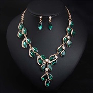 occidental style luxurious crystal gem clavicle short necklace earrings set fashion woman