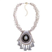 occidental style fashion pure handmade weave crystal tassel necklace  short necklace  pendant