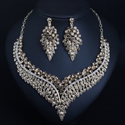 occidental style exaggerating luxurious fully-jewelled clavicle necklace earrings set woman