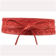 ( red)lady ornament belt  flower lace width Girdle bow belt belt Dress ornament accessories