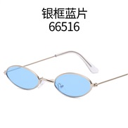 ( silver frame  Lens )Fashion European and American metal small frame retro elliptical frame sunglasses marine Lens Su
