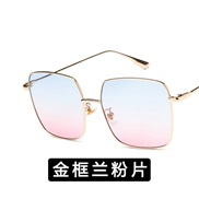 ( gold frame  pink Lens ) style square Metal sunglass  fashon polygon Sunglasses trend sunglass
