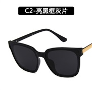 (C  Bright balck frame  gray  Lens )Korean style fashon sunglass  occdental style personalty transparent Sunglasses a