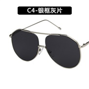 (C  silver frame  gray  Lens )Korean style style sunglass  retro Metal Double Sunglasses fashon ocean sunglass