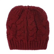 ( Red wine)Autumn and Winter knitting hat child double color fashion twisted weave woolen hat 