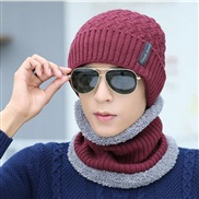( Red wine) Outdoor velvet man woolen hat all-Purpose autumn Winter knitting warm two