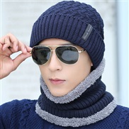 ( Navy blue) Outdoor velvet man woolen hat all-Purpose autumn Winter knitting warm two