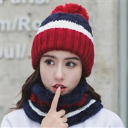 ( red)knitting woman Autumn and Winter Outdoor woolen velvet thick warm hat two