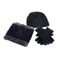 ( black)occidental style Winter velvet knitting man hedging Outdoor hat gloves three hat