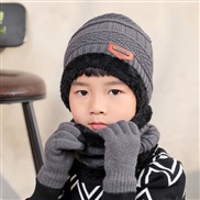 ( gray) knitting woolen hat gloves three  Winter warm set