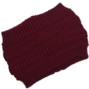 ( Red wine) Autumn and Winter lady knitting belt width head woolen hat