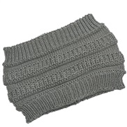 ( gray) Autumn and Winter lady knitting belt width head woolen hat