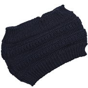 ( Navy blue) Autumn and Winter lady knitting belt width head woolen hat