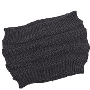 ( Dark grey) Autumn and Winter lady knitting belt width head woolen hat