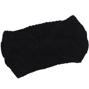 ( black) occidental style knitting Word bow belt  Autumn and Winter woman woolen warm sport head