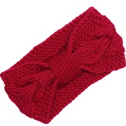( red ) occidental style knitting Word bow belt  Autumn and Winter woman woolen warm sport head