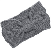 ( gray) occidental style knitting Word bow belt  Autumn and Winter woman woolen warm sport head