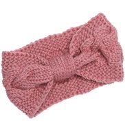 ( Pink) occidental style knitting Word bow belt  Autumn and Winter woman woolen warm sport head