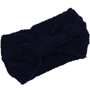 ( Navy blue) occidental style knitting Word bow belt  Autumn and Winter woman woolen warm sport head
