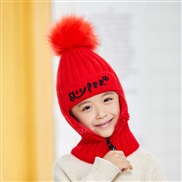 ( red)child hat Autumn and Winter style all-Purpose knitting one-piece velvet thick warm woolen