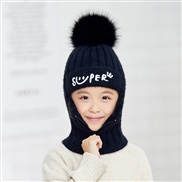 ( black)child hat Autumn and Winter style all-Purpose knitting one-piece velvet thick warm woolen