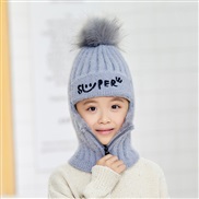 ( gray)child hat Autumn and Winter style all-Purpose knitting one-piece velvet thick warm woolen