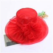 ( red)flowers nets yarn retro elegant Double layer sun hat foldable sunscreen big woman summer