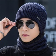 ( Navy blue)hat man Winter woolen thick Korean style knitting hedging velvet warm cotton