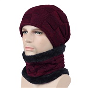 ( Burgundy)Autumn and Winter woolen man woman  grid velvet knitting hedging thick warm